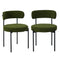 Oikiture 2x Dining Chair Round Boucle Seats Backrest Green