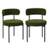 Oikiture 2x Dining Chair Round Boucle Seats Backrest Green