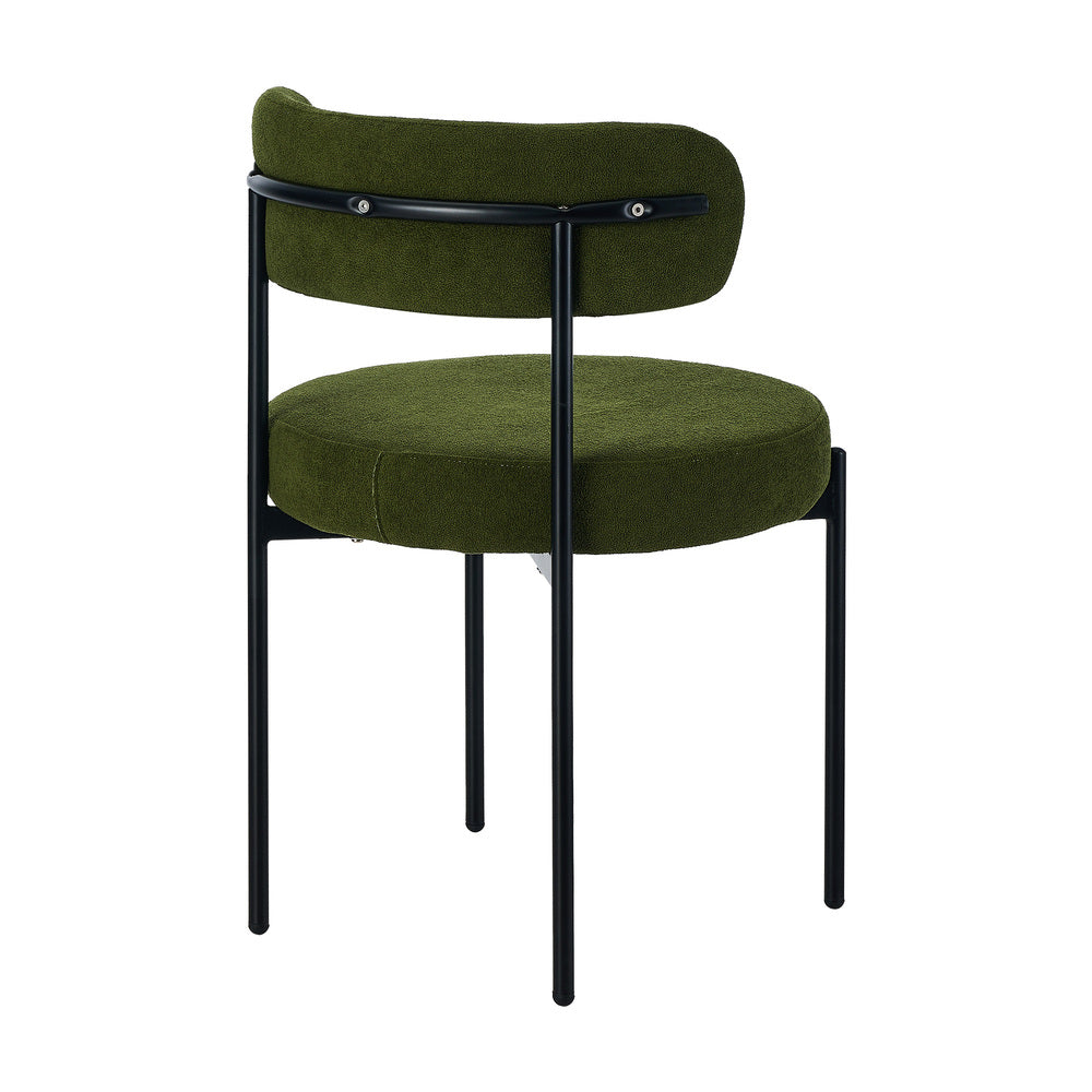 6x Dining Chair Round Boucle Seats Backrest Green
