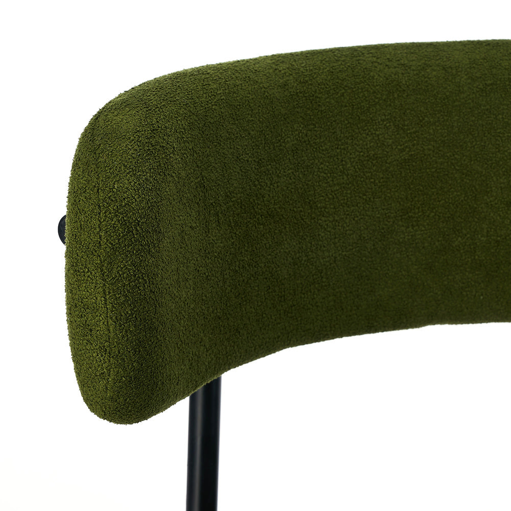 6x Dining Chair Round Boucle Seats Backrest Green