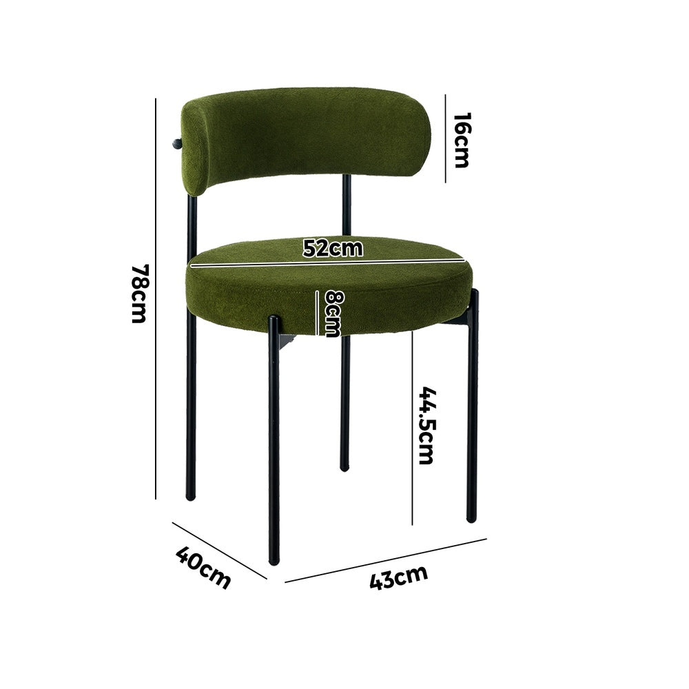 8x Dining Chair Round Boucle Seats Backrest Green