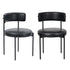 Oikiture 2x Dining Chair Round Leather Black