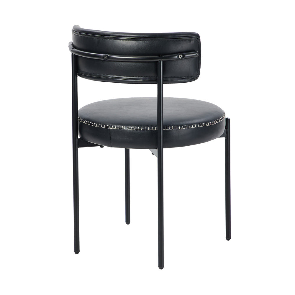 Oikiture 4x Dining Chair Round Leather Brown