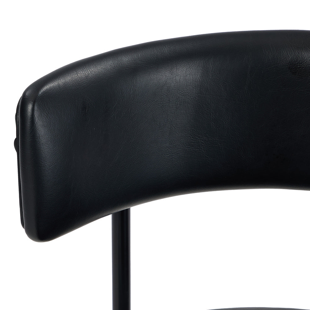 Oikiture 4x Dining Chair Round Leather Brown