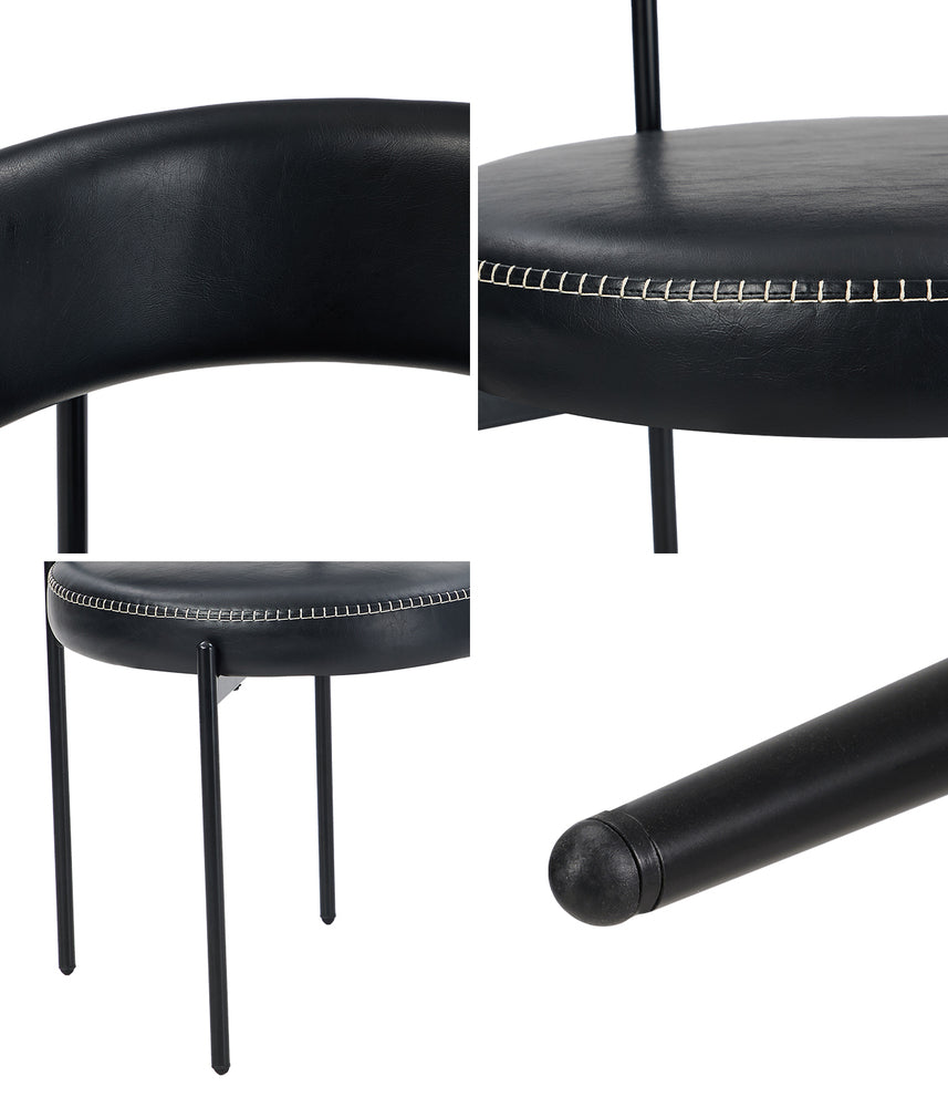 Oikiture 4x Dining Chair Round Leather Brown