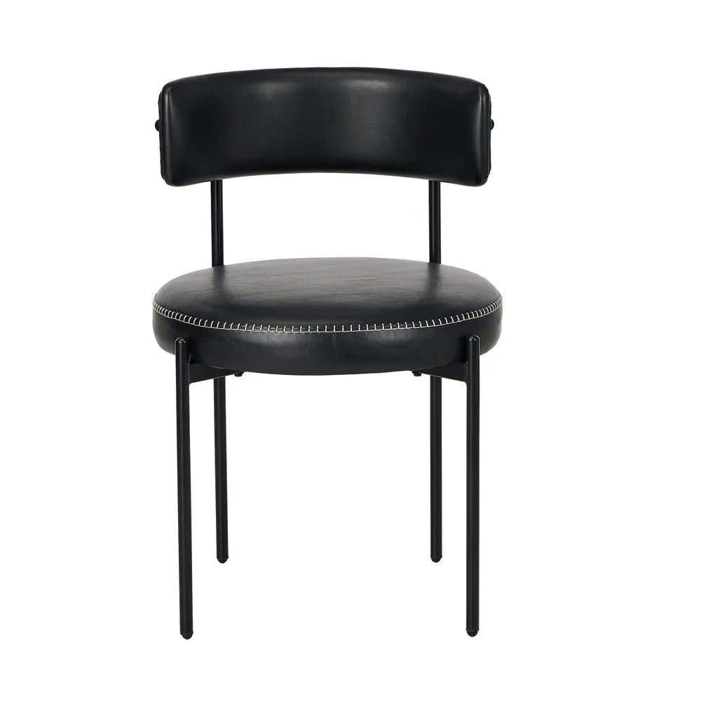 6x Dining Chair Round Leather Brown