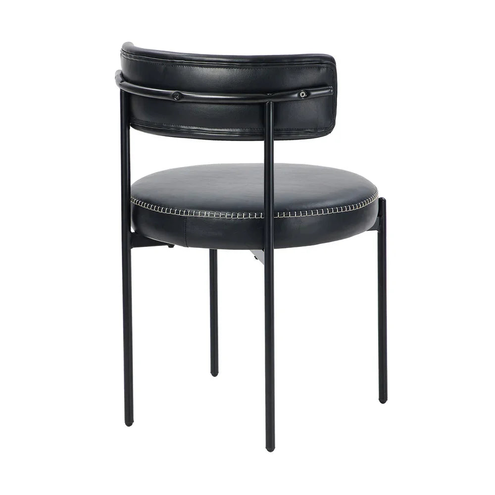 6x Dining Chair Round Leather Brown