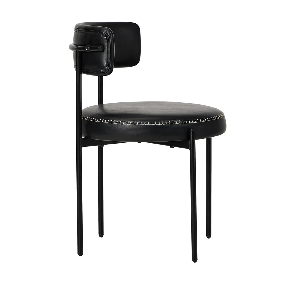 6x Dining Chair Round Leather Brown