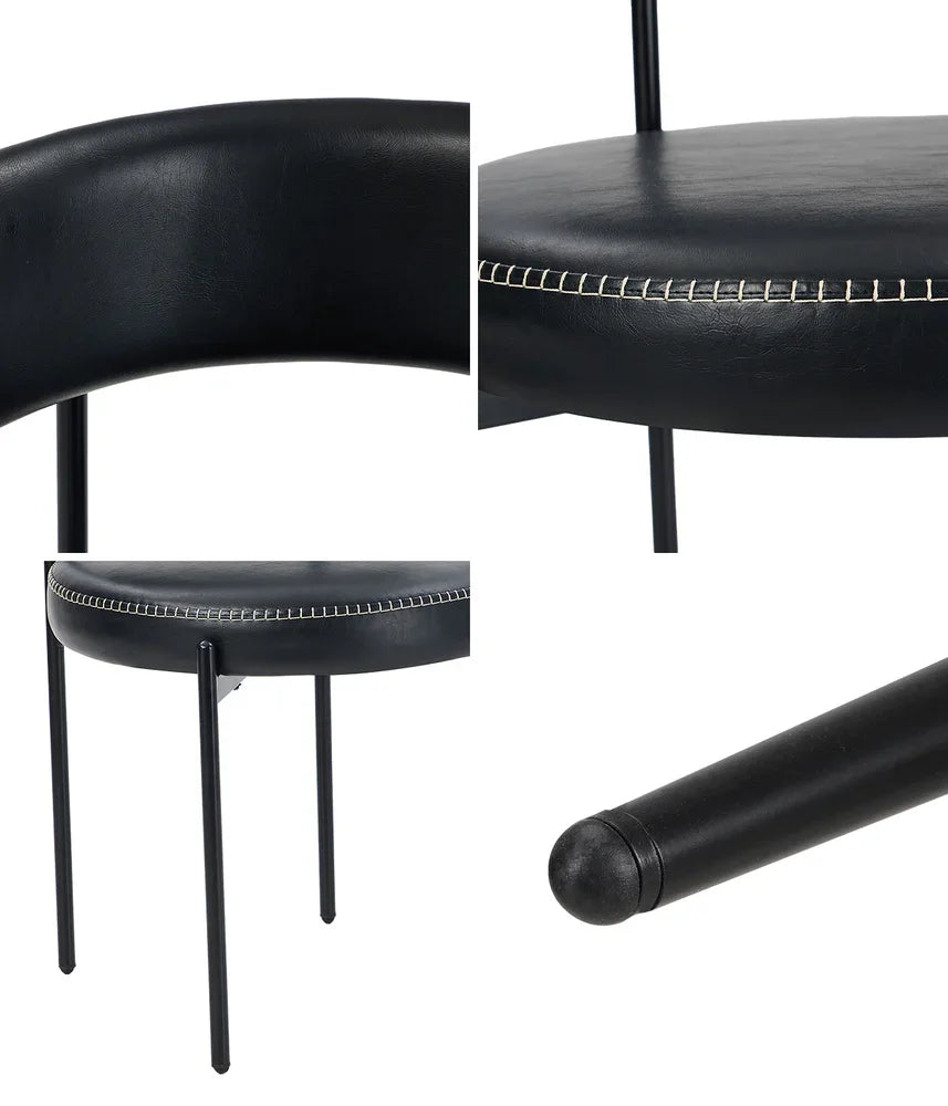 6x Dining Chair Round Leather Brown
