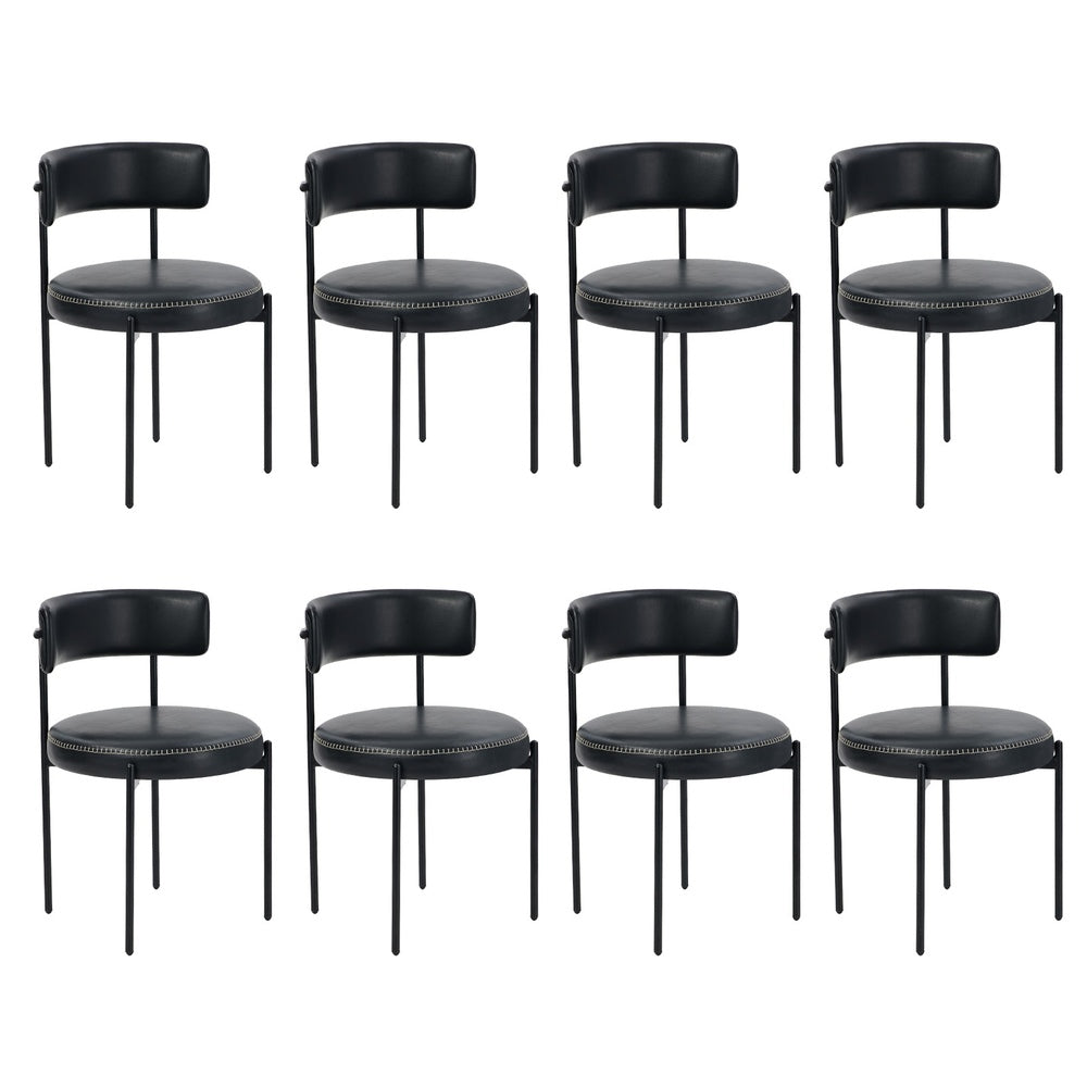 8x Dining Chair Round Leather Brown