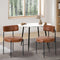Oikiture Set of 2 Brown PU Leather Dining Chairs Upholstered Metal Legs
