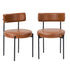 Oikiture 2x Dining Chair Round Leather Brown