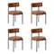 Oikiture 4x Dining Chair Round Leather Black