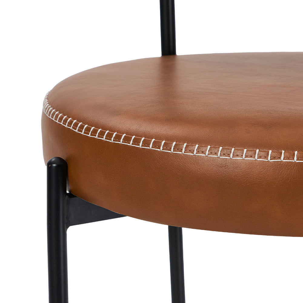 Oikiture 4x Dining Chair Round Leather Black