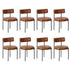 Oikiture 8x Dining Chair Round Leather Black
