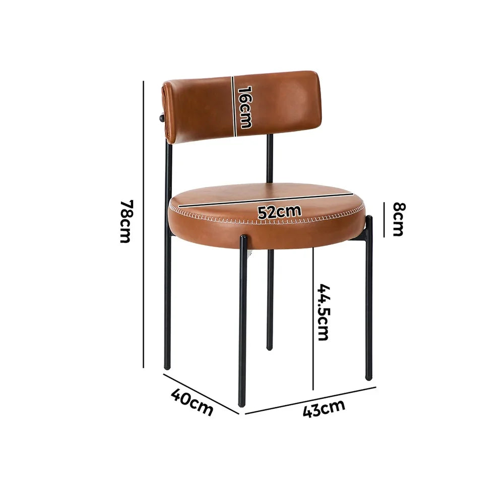 8x Dining Chair Round Leather Black