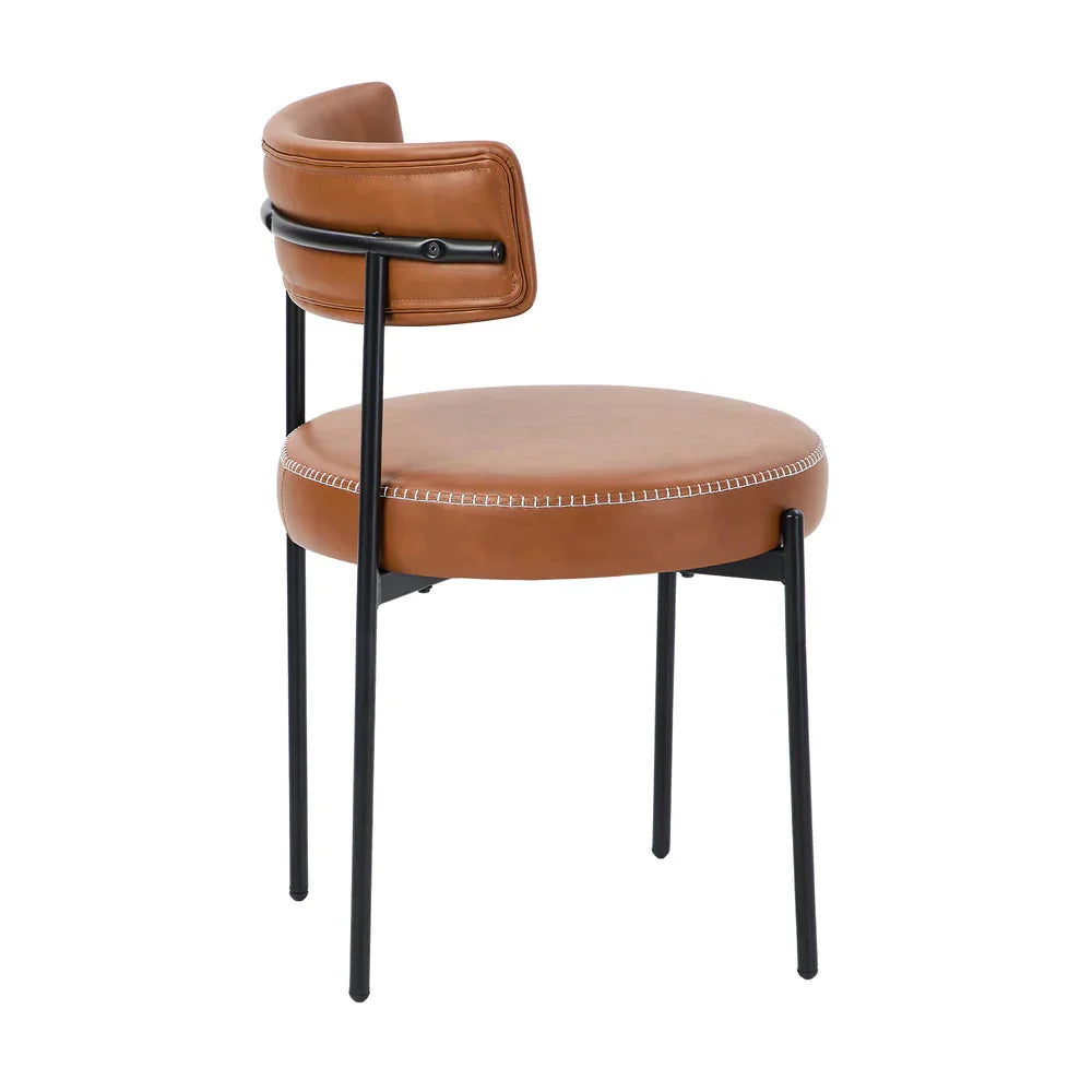 Oikiture 8x Dining Chair Round Leather Black