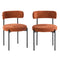 Oikiture 2x Dining Chairs Round Boucle Backrest Orange