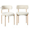 2x Dining Chair Boucle Kitchen Lounge Seats White & Natural