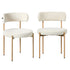 2x Dining Chair Boucle Kitchen Lounge Seats White & Natural
