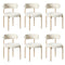 6x Dining Chair, Boucle Kitchen Lounge Seats, White & Natural Colour Combo