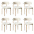 6x Dining Chair, Boucle Kitchen Lounge Seats, White & Natural Colour Combo
