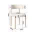 6x Dining Chair, Boucle Kitchen Lounge Seats, White & Natural Colour Combo