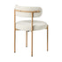 6x Dining Chair, Boucle Kitchen Lounge Seats, White & Natural Colour Combo