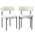 2x Dining Chair Boucle Seats Backrest White