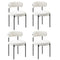 4x Dining Chair Round Boucle Backrest White