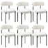 6x Dining Chair Round Boucle Backrest White