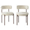 Oikiture 2x Dining Chairs Round Boucle Kitchen Lounge Walnut & White