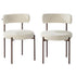 Oikiture 2x Dining Chairs Round Boucle Kitchen Lounge Walnut & White