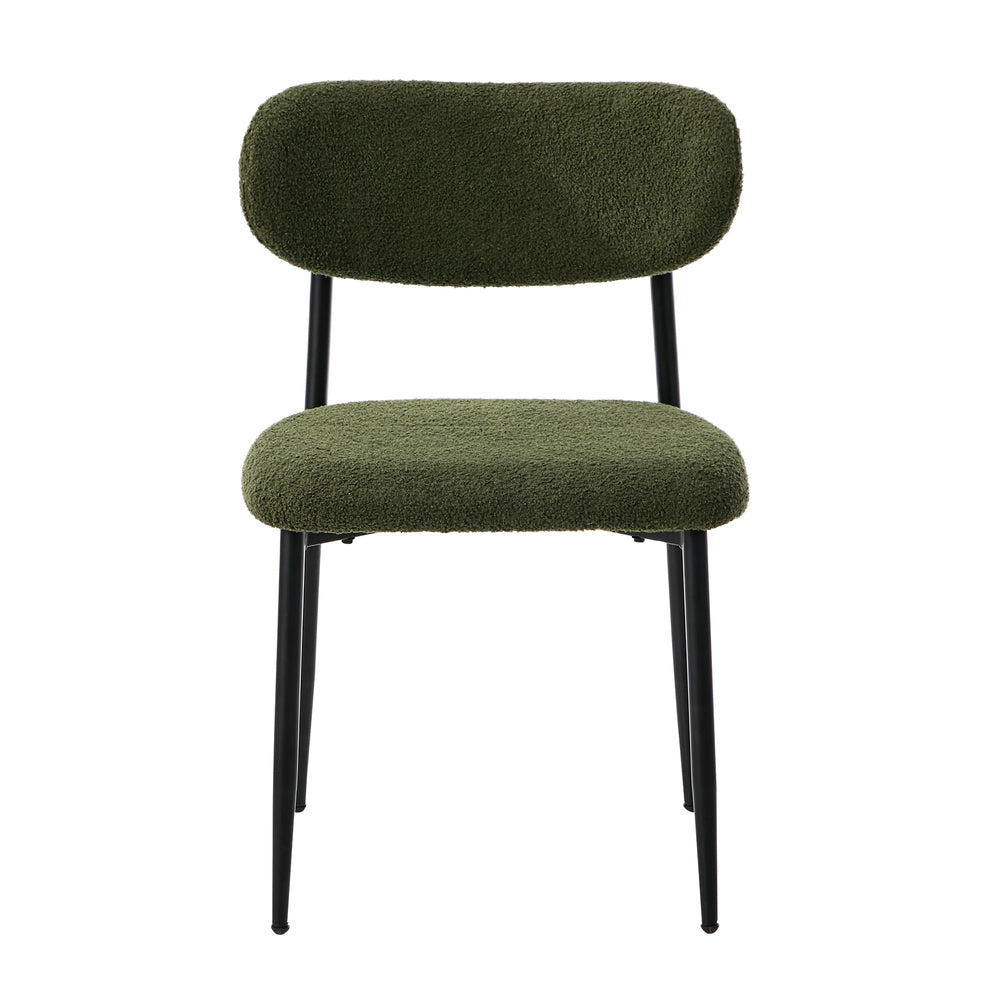 2x Dining Chairs Kitchen Chair Café Chair Boucle Black&Green