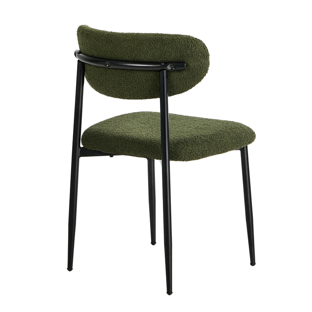 4x Dining Chairs Kitchen Chair Cafe Chair Boucle Black&Green