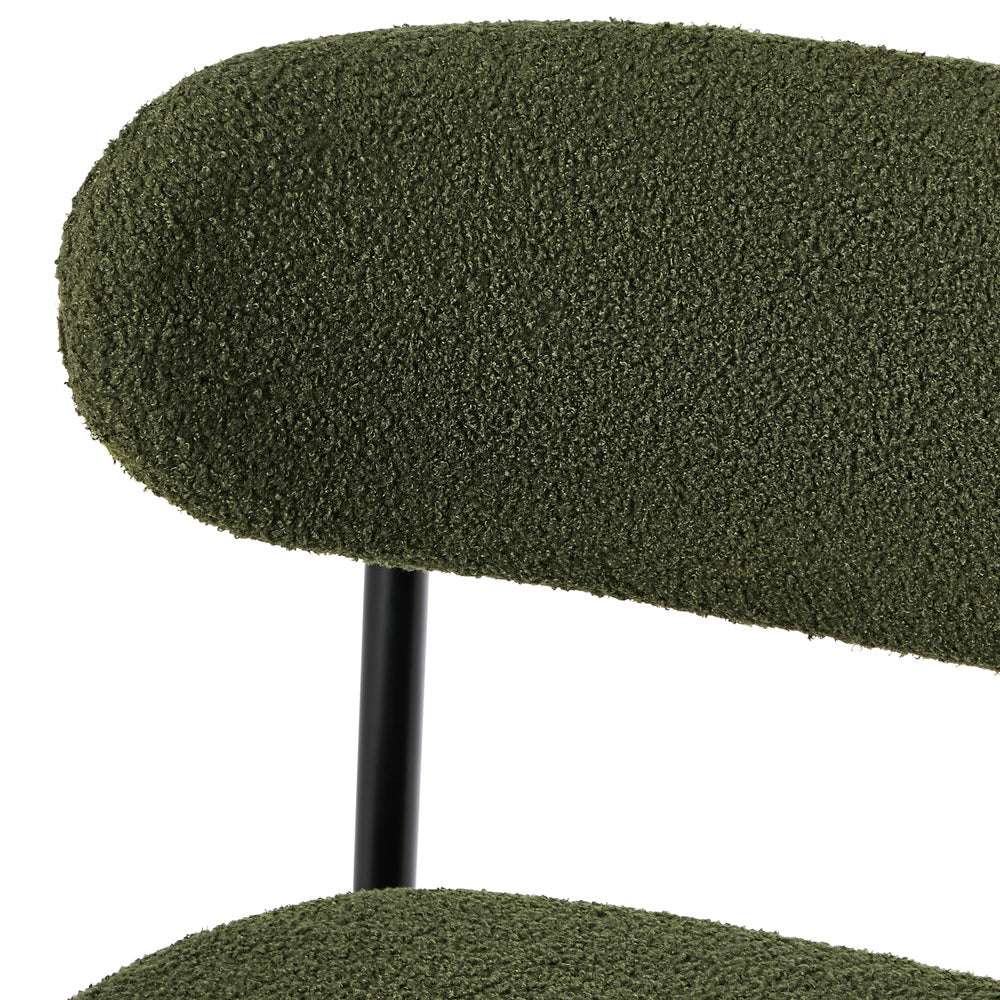 4x Dining Chairs Kitchen Chair Cafe Chair Boucle Black&Green