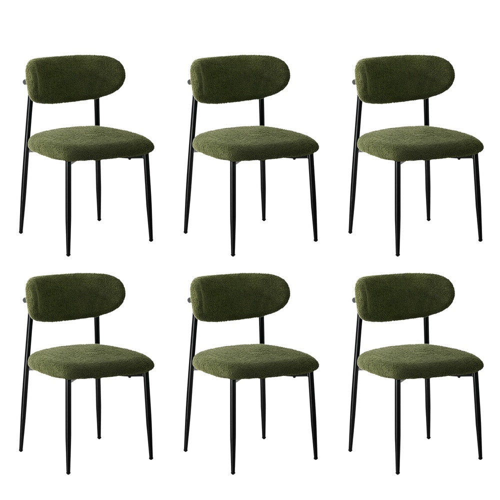 6x Dining Chairs Kitchen Chair Cafe Chair Boucle Black&Green