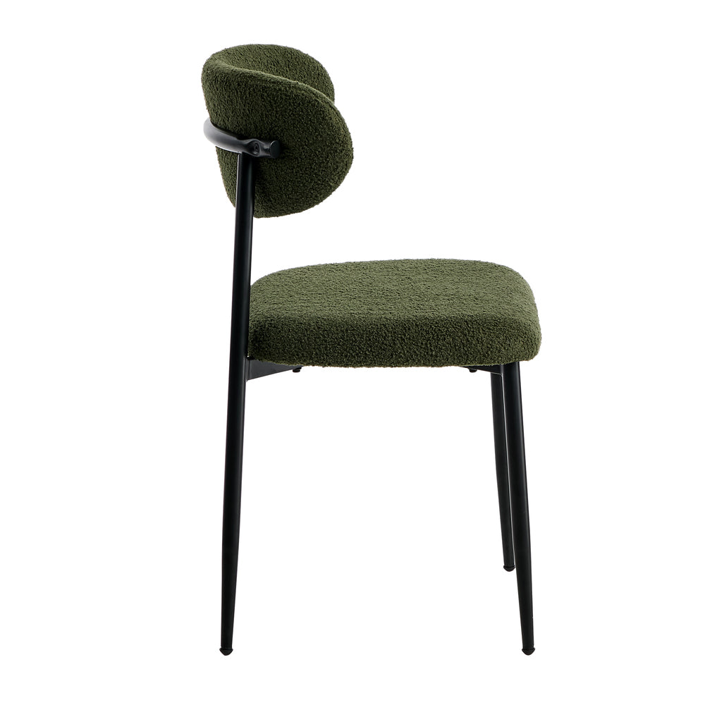 6x Dining Chairs Kitchen Chair Cafe Chair Boucle Black&Green