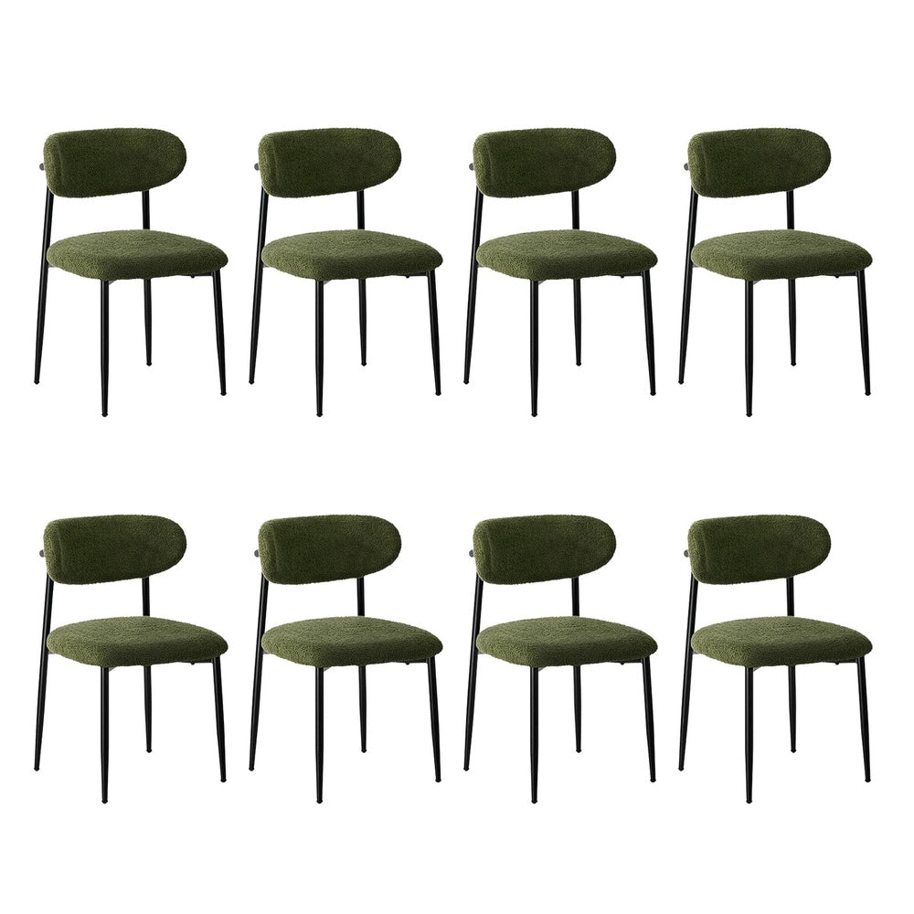 8x Dining Chairs Kitchen Chair Cafe Chair Boucle Black&Green