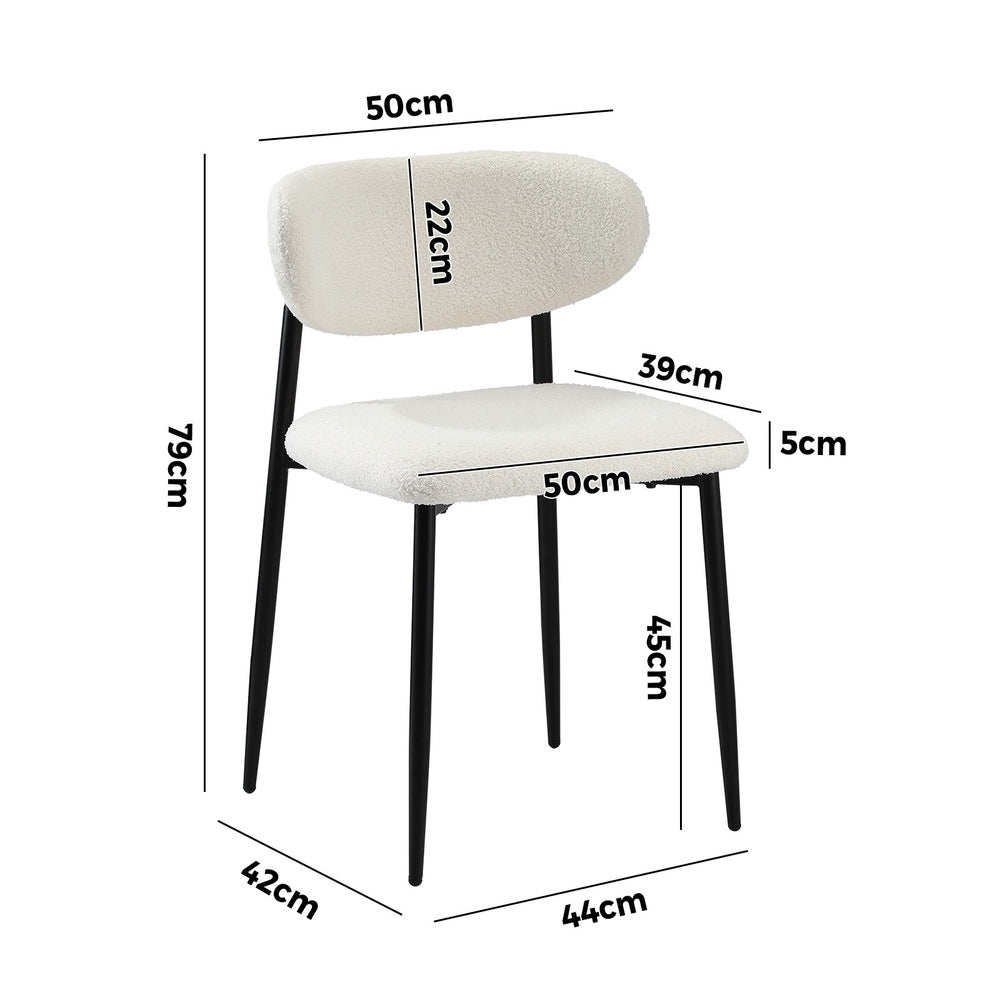 Oikiture 6x Dining Chairs Boucle Fabric Black&White