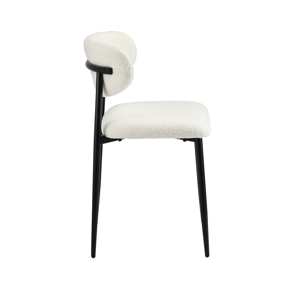 Oikiture 6x Dining Chairs Boucle Fabric Black&White