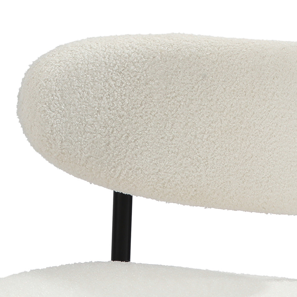 Oikiture 6x Dining Chairs Boucle Fabric Black&White