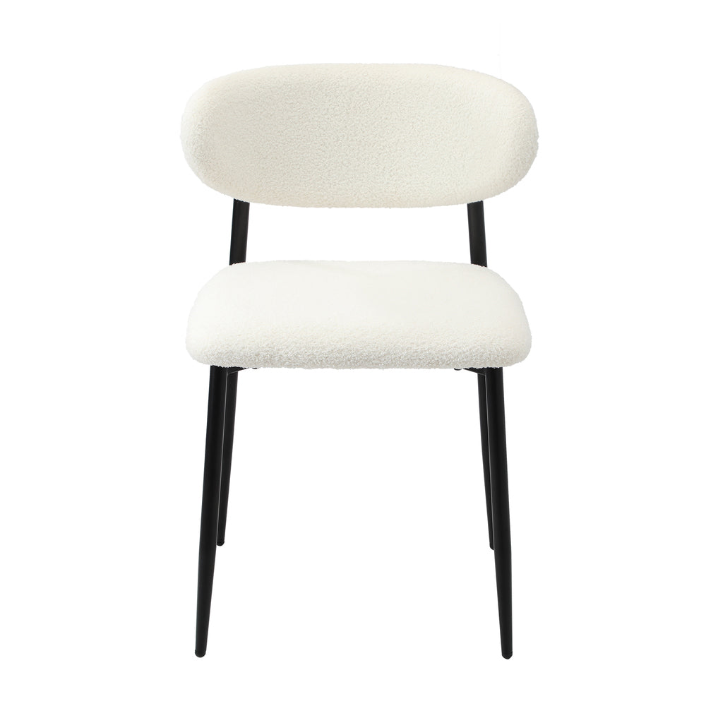 Oikiture 8x Dining Chairs Boucle Fabric Black&White