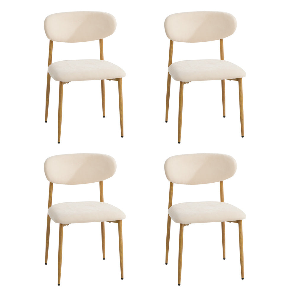 Oikiture 4x Dining Chairs Boucle Beige & Natural