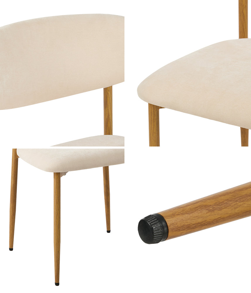 Oikiture 6x Dining Chairs Boucle Beige & Natural