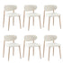 Oikiture 6x Dining Chairs Boucle Fabric Wood&White