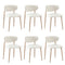 Oikiture 6x Dining Chairs Boucle Fabric Wood&White