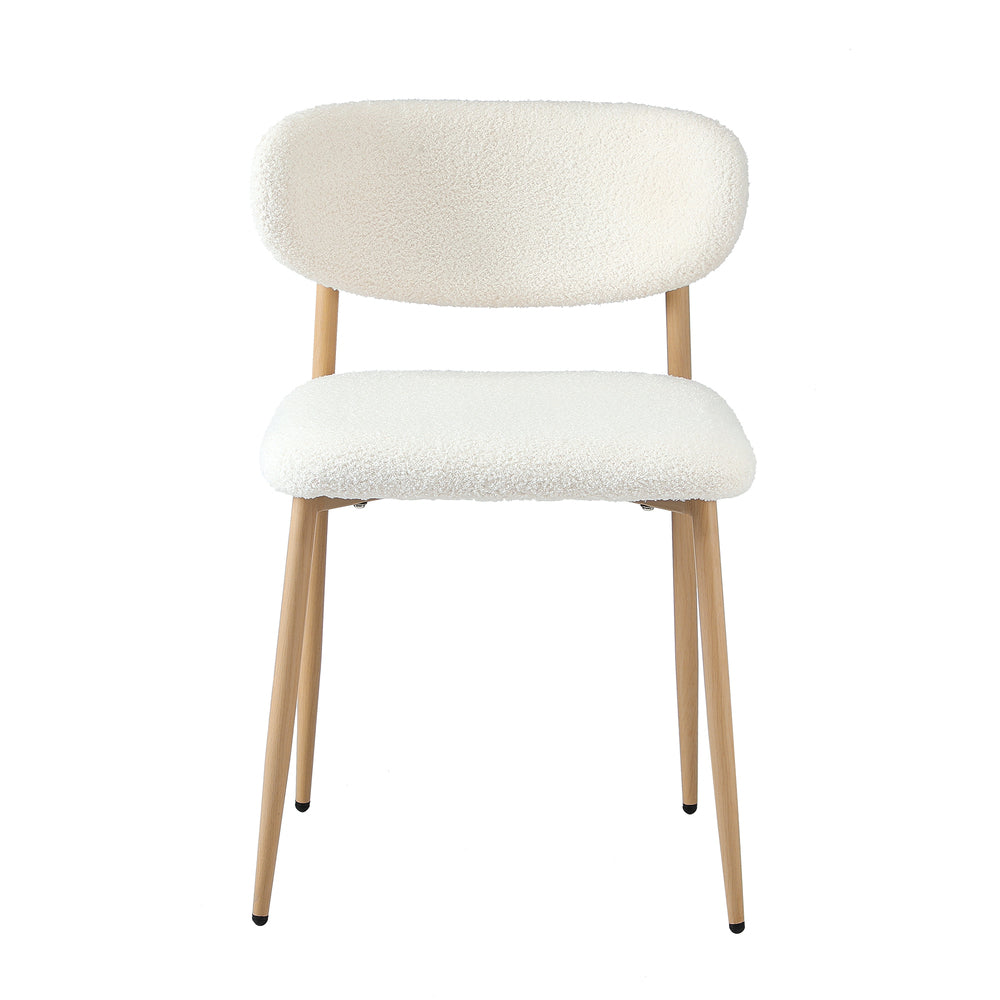 Oikiture 6x Dining Chairs Boucle Fabric Wood&White