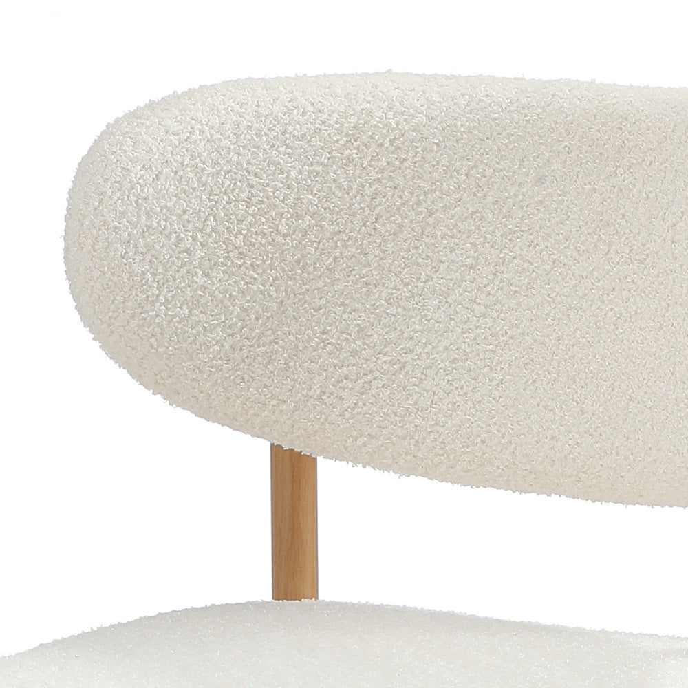 Oikiture 6x Dining Chairs Boucle Fabric Wood&White