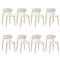 Oikiture 8x Dining Chairs Boucle Fabric Wood&White